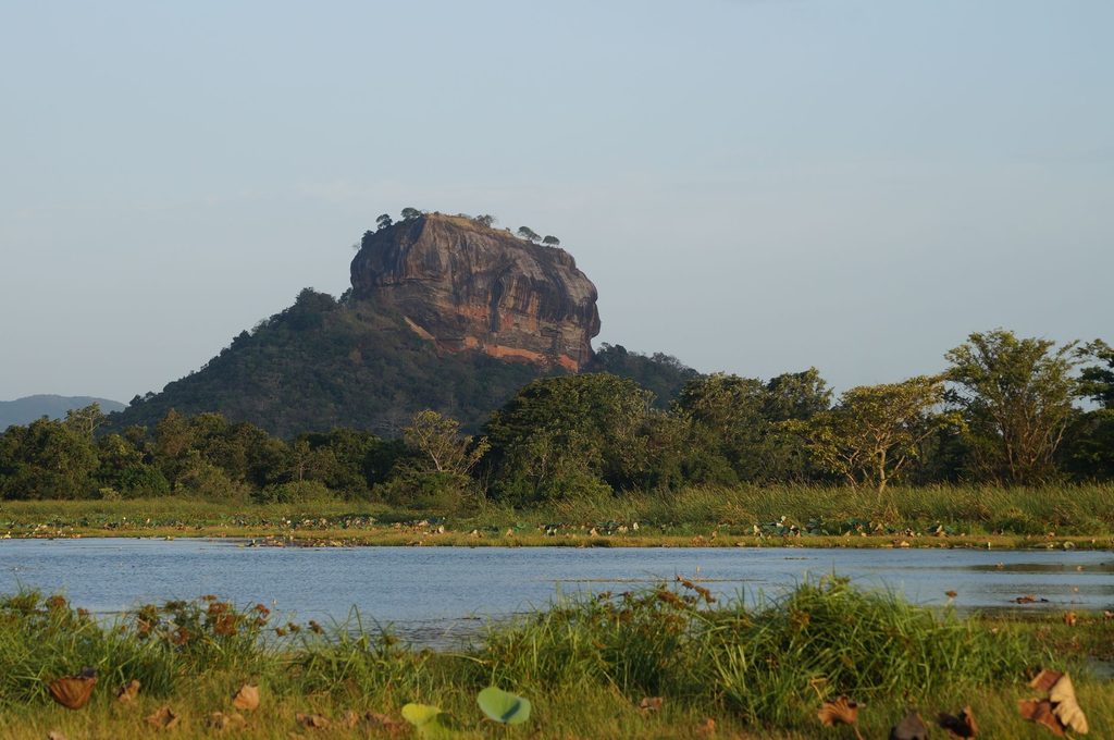 Traveler enjoying view of Sigiriya rock in Sri Lanka